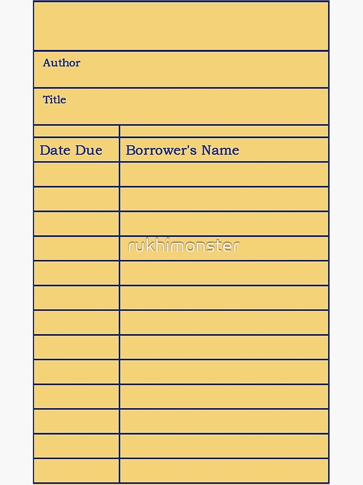 Library Date Due Card Poster. Book Print, by Cyberoptix