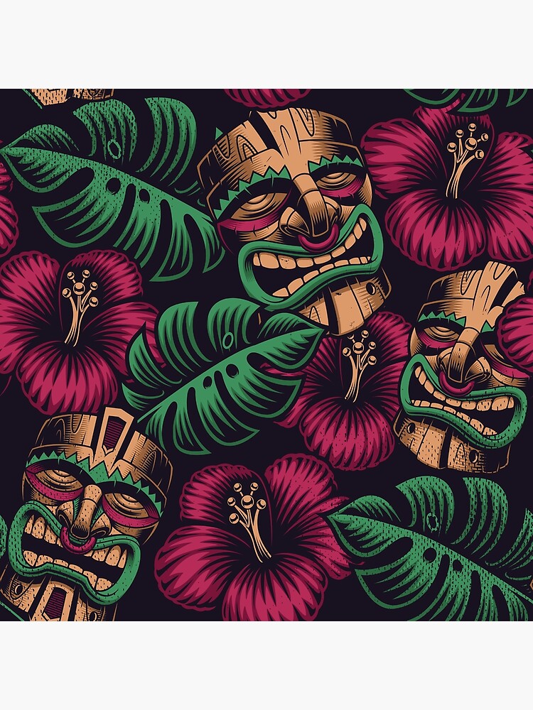 Disover Polynesia Tiki Mask Pattern Canvas