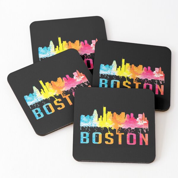 Item preview, Boston Massachusetts Retro Watercolor Skyline Souvenir designed and sold by IzumiSato.