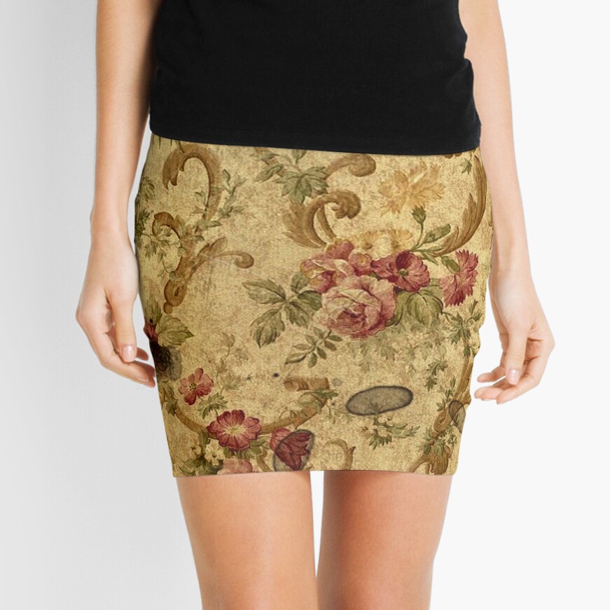 Vintage,tapestry,floral,elegant,victorian,rustic,grunge,elegant,chic | Mini  Skirt