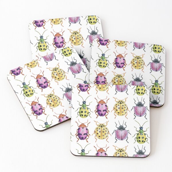 Item preview, Pink and Yellow Beetles Pattern designed and sold by graphiteme.