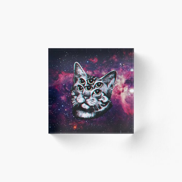 Psychedelic Cat (3D vintage effect) Acrylic Block
