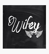 chalkboard typography scripts honeymoon Mrs bride wifey Photographic Print