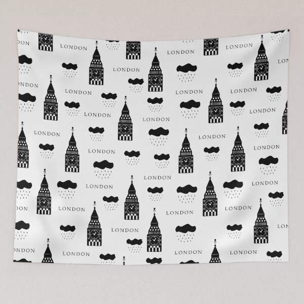 Item preview, London, monochrome seamless pattern designed and sold by OM-lova.