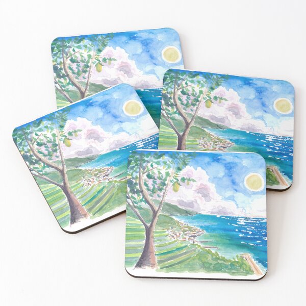Item preview, Minori Amalfi Coast with Lemon Tree and Blue Mediterranean designed and sold by artshop77.