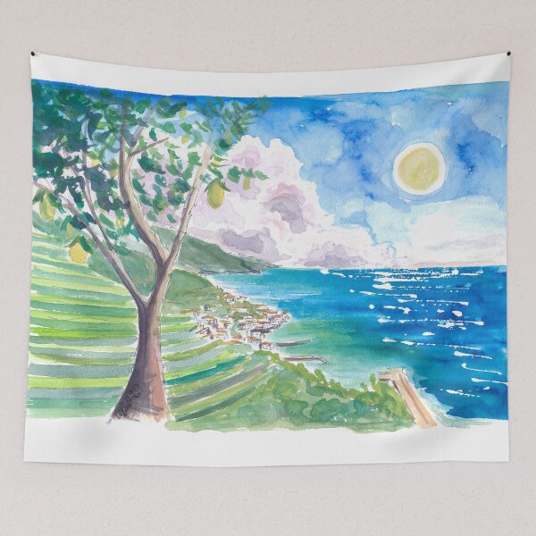Item preview, Minori Amalfi Coast with Lemon Tree and Blue Mediterranean designed and sold by artshop77.