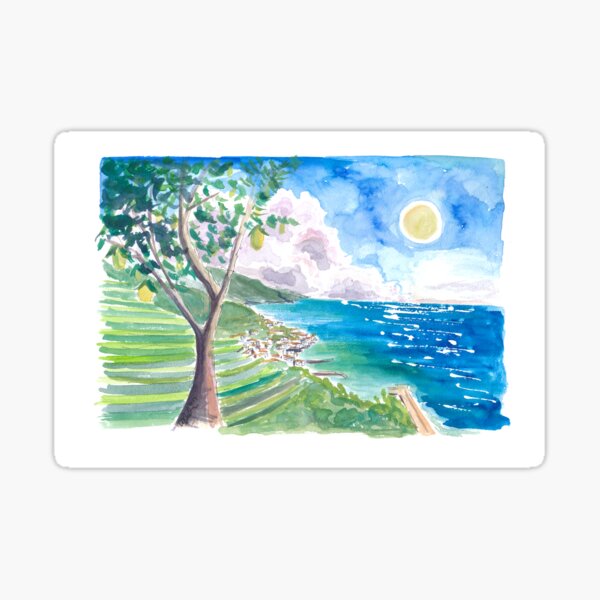Item preview, Minori Amalfi Coast with Lemon Tree and Blue Mediterranean designed and sold by artshop77.