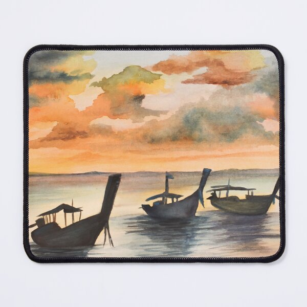 Item preview, Fishing boats at a calm sunset designed and sold by miliishayart.
