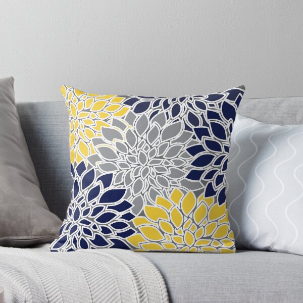 Item preview, Navy Blue, Gray and Yellow Floral Background designed and sold by DonnaSiggy.