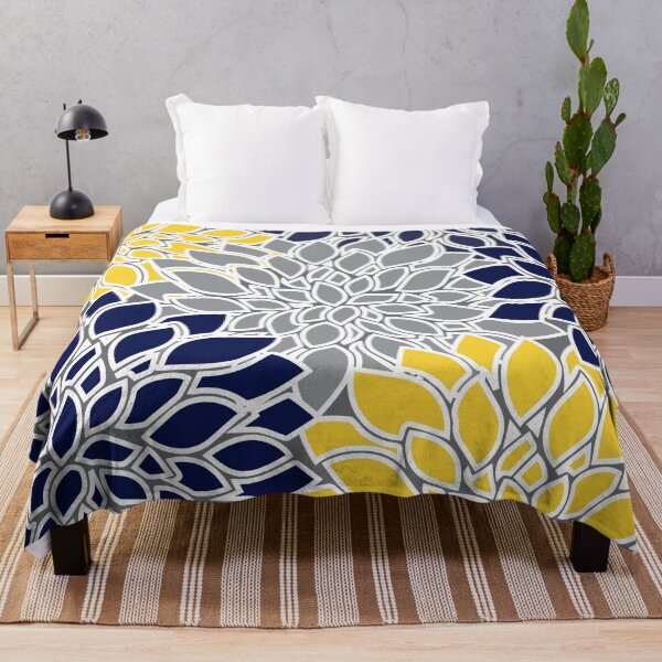 Item preview, Navy Blue, Gray and Yellow Floral Background designed and sold by DonnaSiggy.