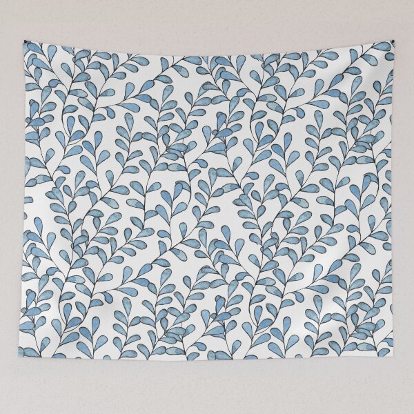 Item preview, Tiny Blue Leaves Pattern Design designed and sold by antevasinart.