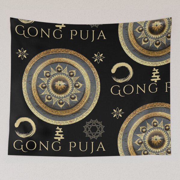 Item preview, Gong Puja With Mandala Style & Symbols Design designed and sold by EarthArtDesigns.