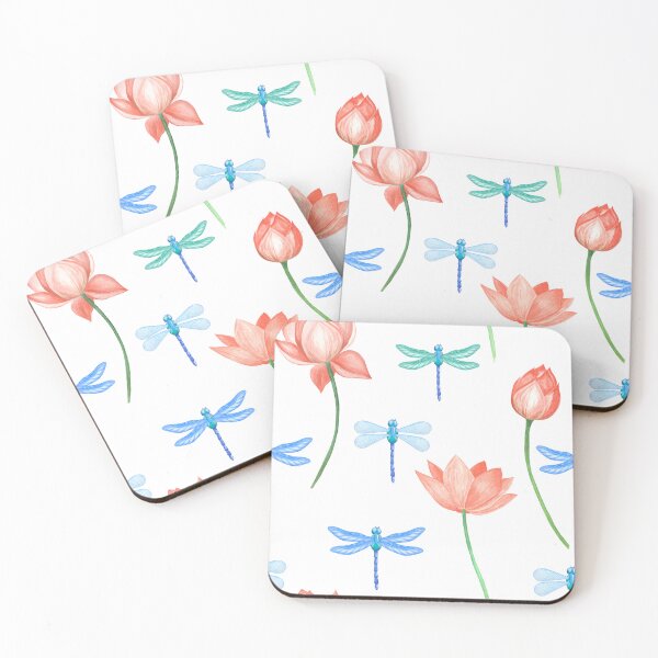 Item preview, Lotuses and dragonflies. Summer. Flowers. designed and sold by AnaGuziiArt.