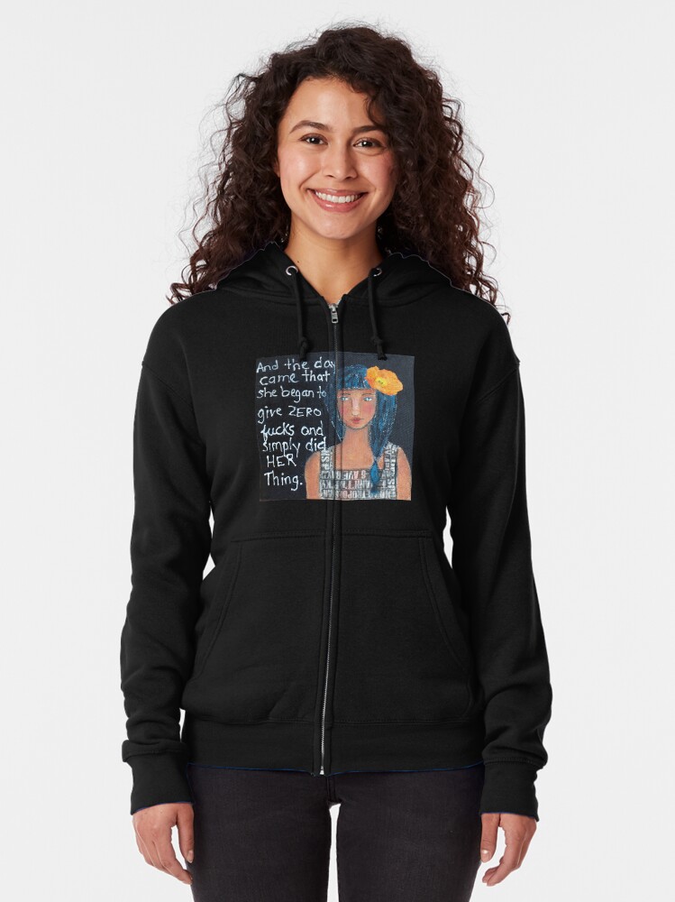 Alternate view of "Zero F*cks" Zipped Hoodie