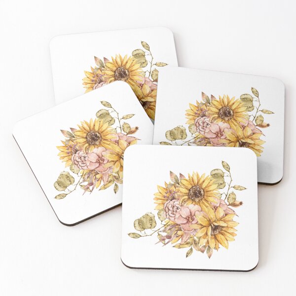 Item preview, Elegant watercolor fall sunflower print, autumn flower bouquet illustration designed and sold by tiana-geo.