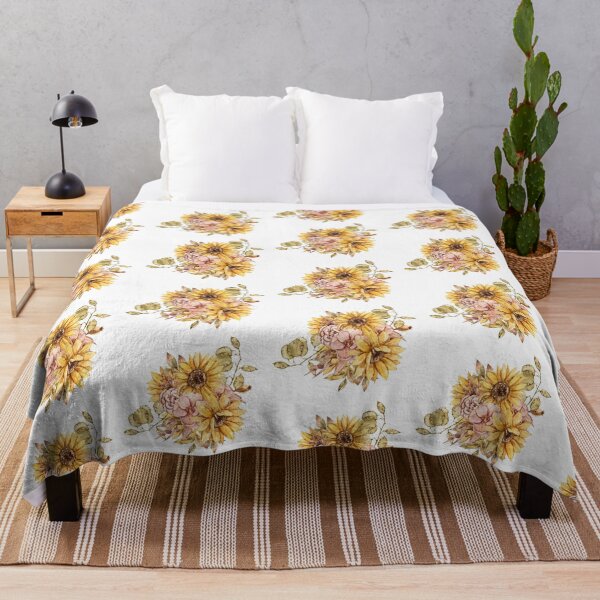 Item preview, Elegant watercolor fall sunflower print, autumn flower bouquet illustration designed and sold by tiana-geo.