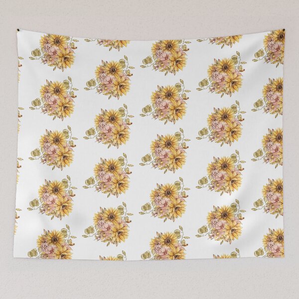 Item preview, Elegant watercolor fall sunflower print, autumn flower bouquet illustration designed and sold by tiana-geo.