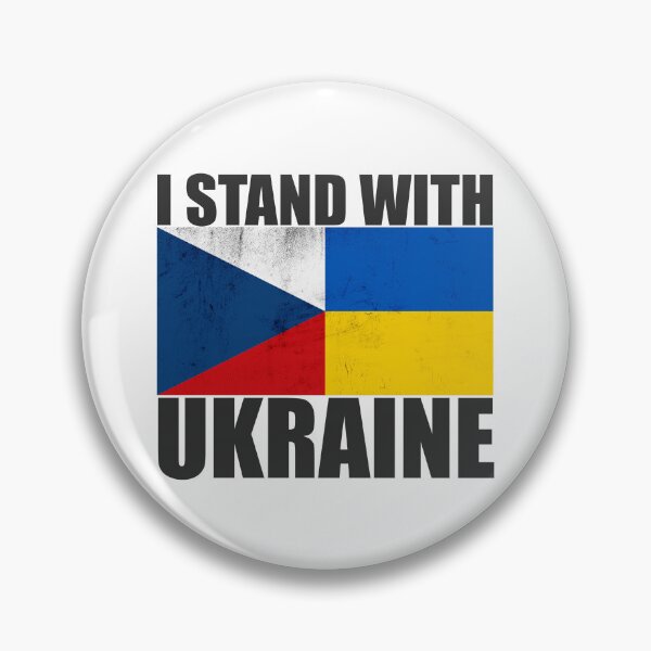Artikelvorschau, Tschechische Republik steht mit der Ukraine - Vintage-Flaggen und schwarzer Text entworfen und verkauft von ForUkraine2022.