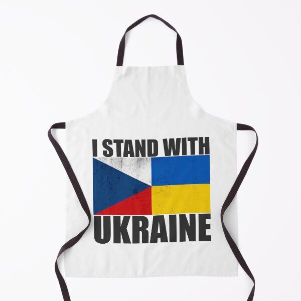 Artikelvorschau, Tschechische Republik steht mit der Ukraine - Vintage-Flaggen und schwarzer Text entworfen und verkauft von ForUkraine2022.