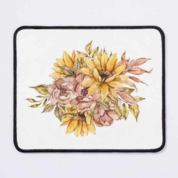Item preview, Elegant watercolor fall sunflower print, autumn flower bouquet illustration designed and sold by tiana-geo.