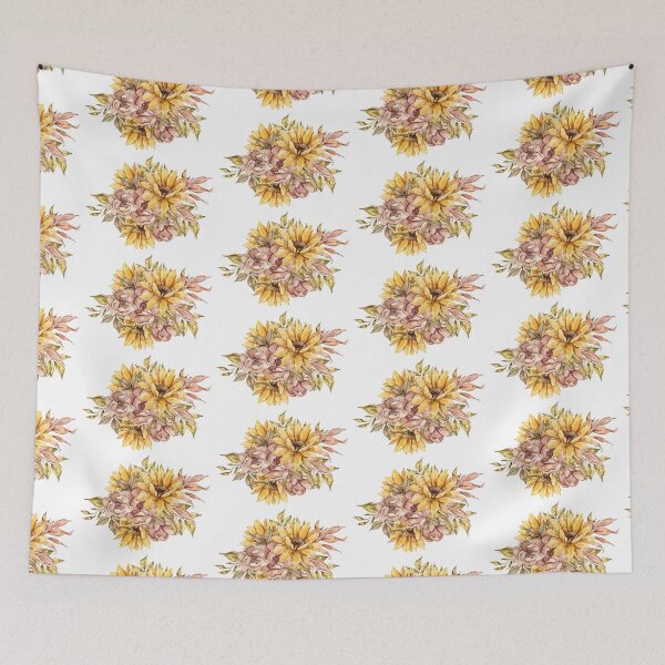 Item preview, Elegant watercolor fall sunflower print, autumn flower bouquet illustration designed and sold by tiana-geo.