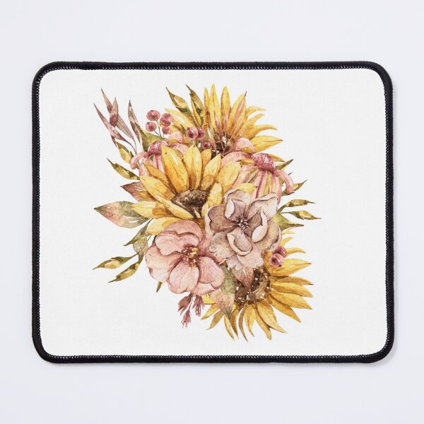 Item preview, Elegant watercolor fall sunflower print, autumn flower bouquet illustration designed and sold by tiana-geo.