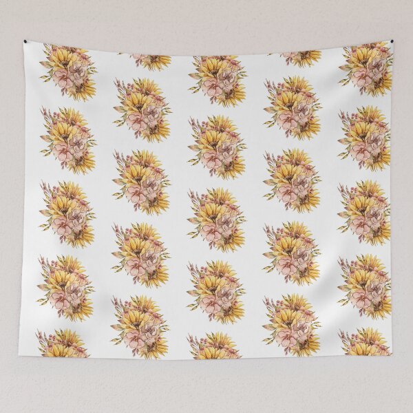 Item preview, Elegant watercolor fall sunflower print, autumn flower bouquet illustration designed and sold by tiana-geo.