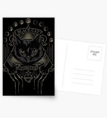 Schwarze Katze Kult Postkarten