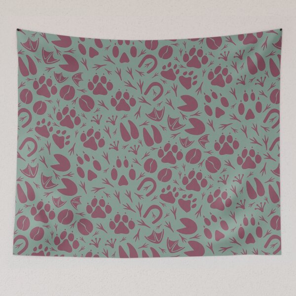Item preview, Animal Footprints - Granite Green and Hawthorn Rose designed and sold by MaddaMom.