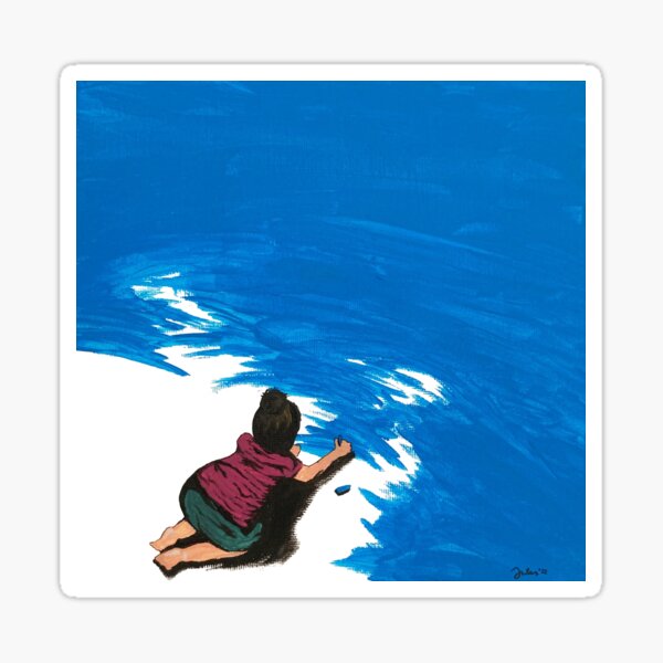 girl, painting blue Sticker