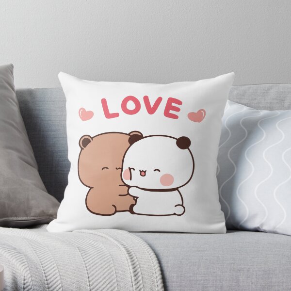 PANDA BEAR HUG, Bubu and Dudu Love Hug Throw Pillow