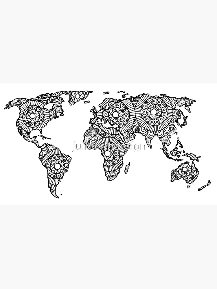 Mandala World Map Art Print for Sale by Julie Erin Designs