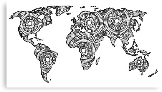 "Mandala World Map" Canvas Print by julieerindesign | Redbubble