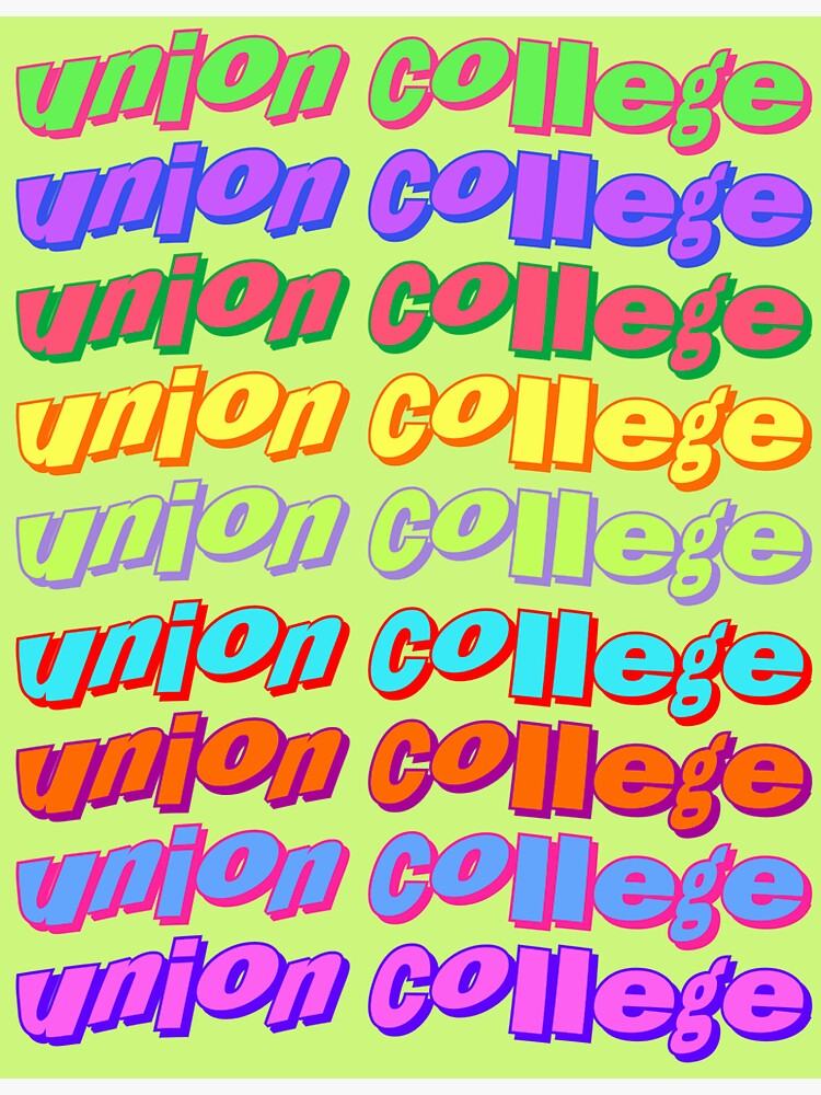"Funky Neon Union College Print and Wall Art for Dorm" Sticker for Sale