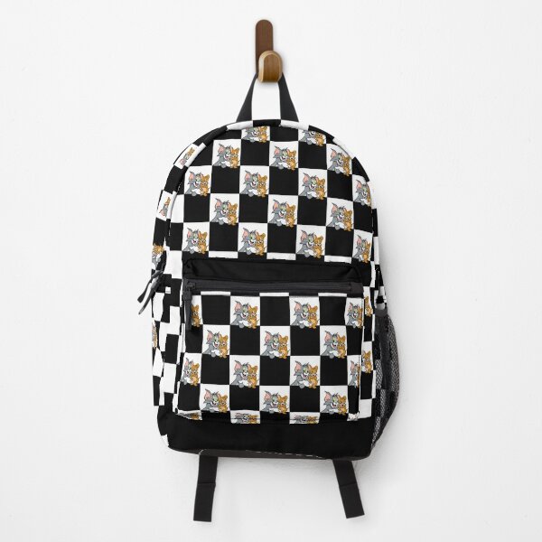 White Checkered Backpack Purse