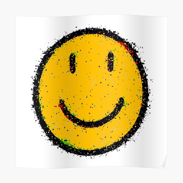 Glitch Smiley Face Posters For Sale Redbubble