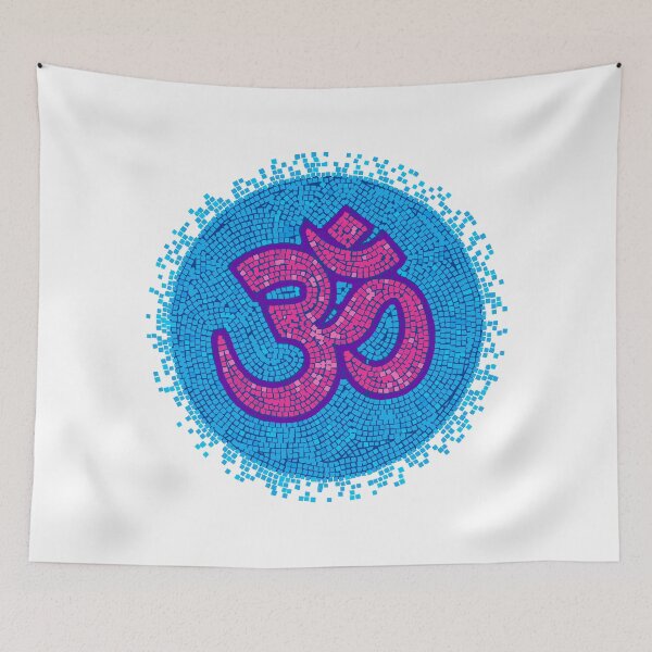 Item preview, Om art mosaic symbol – The universal mantra of yoga - Aum purple and blue designed and sold by H Jonas.