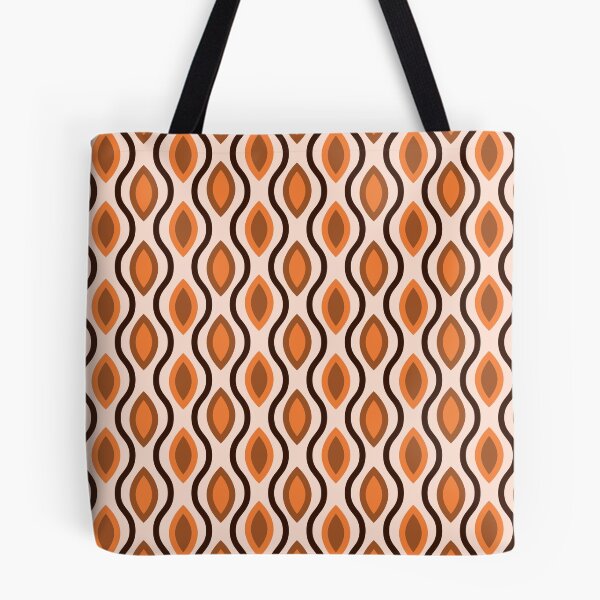 Item preview, Mid century modern small ogee oval pattern in orange and brown designed and sold by Yasminepatterns .