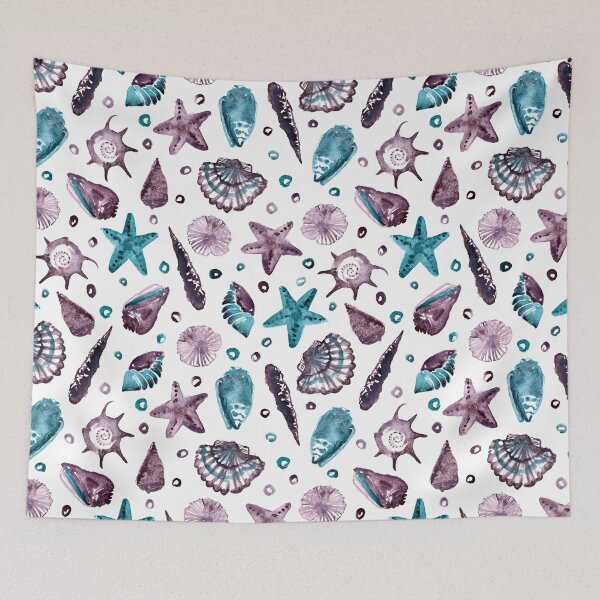 Item preview, I sea shells! Handpainted seashells in purple and teal (big scale) designed and sold by thealohastudios.