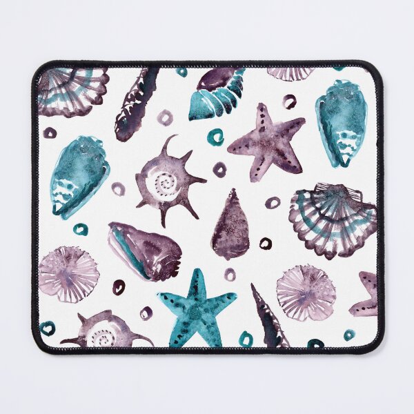 Artikelvorschau, I sea shells! Handgemalte Aquarellmuscheln und Seesterne in teal und lila entworfen und verkauft von thealohastudios.