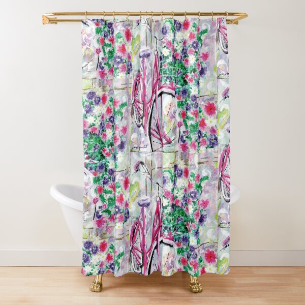 Bicycle with flowers Shower Curtain