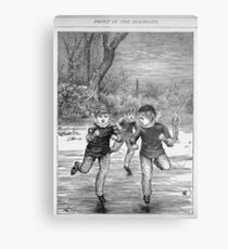 Ice skating on the pond Metal Print