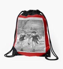 Ice skating on the pond Drawstring Bag