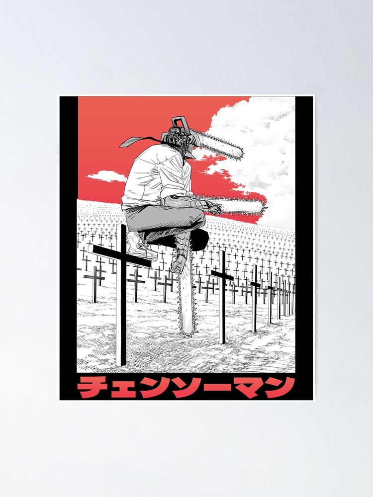 "Denji on Cross (Red Sky) Chainsaw Man " Poster for Sale by