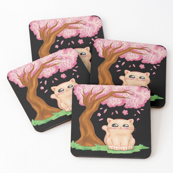 Item preview, Japanese Cherry Blossom Sakura Cute Cat Kawaii Anime T-Shirt designed and sold by MoniqueLacey23.