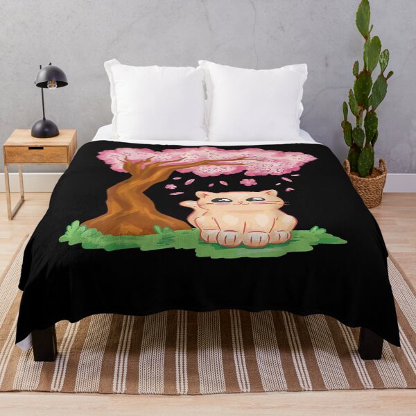 Item preview, Japanese Cherry Blossom Sakura Cute Cat Kawaii Anime T-Shirt designed and sold by MoniqueLacey23.