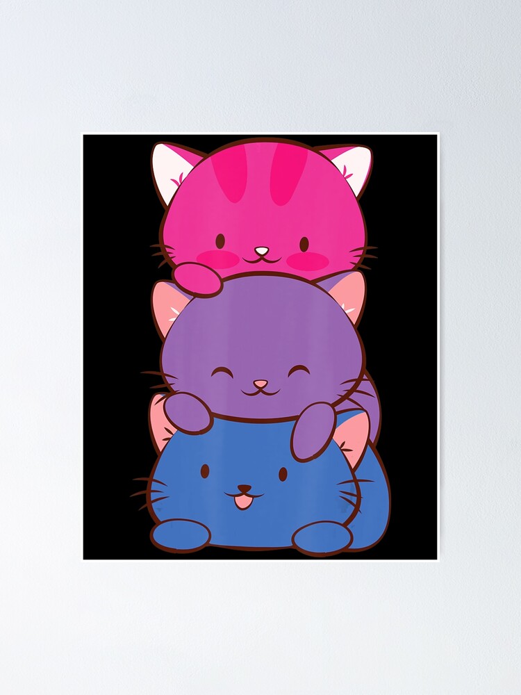 “Bisexual Pride Kawaii Kitty Cat Stack Anime” Poster for Sale by