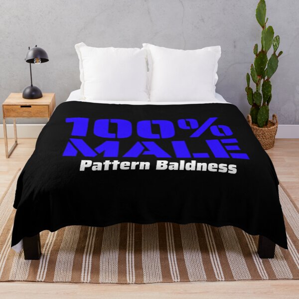 Item preview, Funny 100 Percent Male Pattern Baldness Blue and White Letters Graphic designed and sold by podguy.