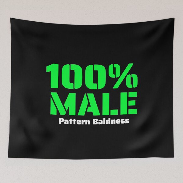 Item preview, Funny 100 Percent Male Pattern Baldness Green and White Letters Graphic designed and sold by podguy.