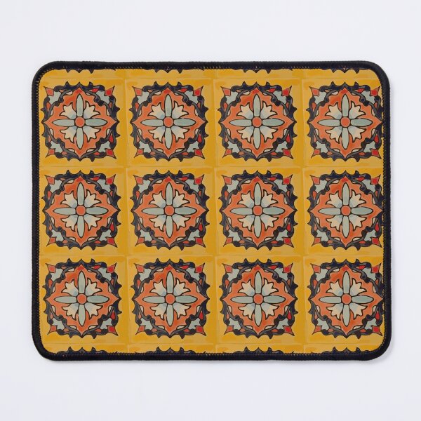 Item preview, Ocher flower retro mexican tile boho chic mosaic designed and sold by T-Mex.